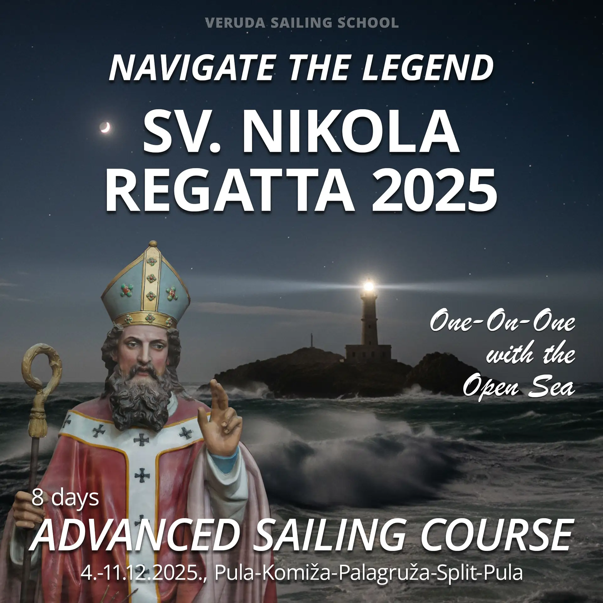 Navigate the Legend: Co-Skipper the Sv. Nikola Regatta 2025 Expert Sailing Course advertisement.