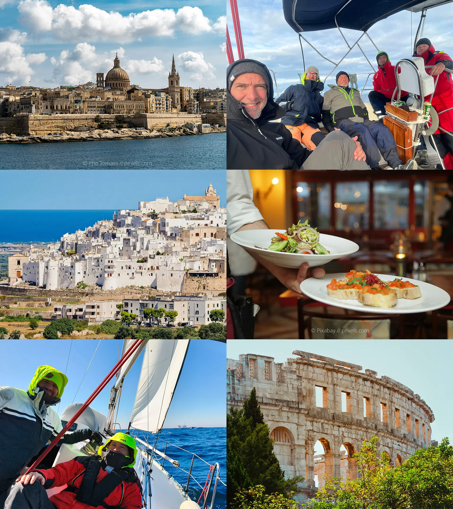 An image mosaic of highlights for Adriatic Discovery sailing course